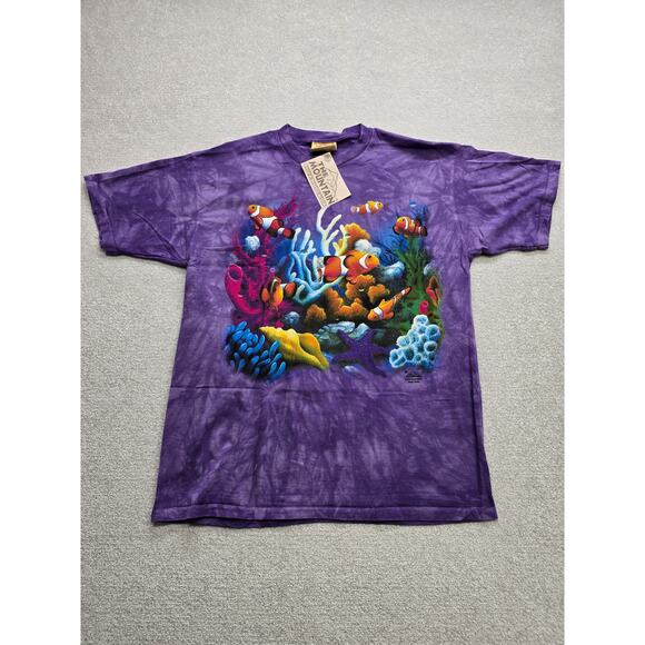 The Mountain Aquarium Clown Fish AOP Tie Dye Shirt Men's Size Large Made In USA - Picture 1 of 5